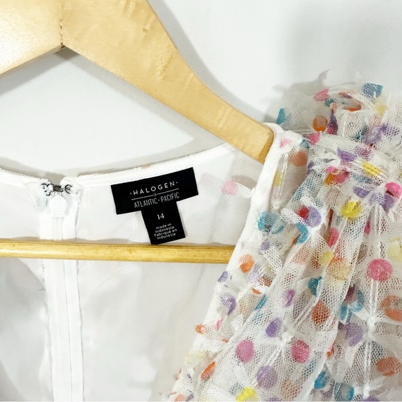 Halogen X Atlantic Pacific Polka Dot Rainbow Midi Dress - Picture 9 of 10